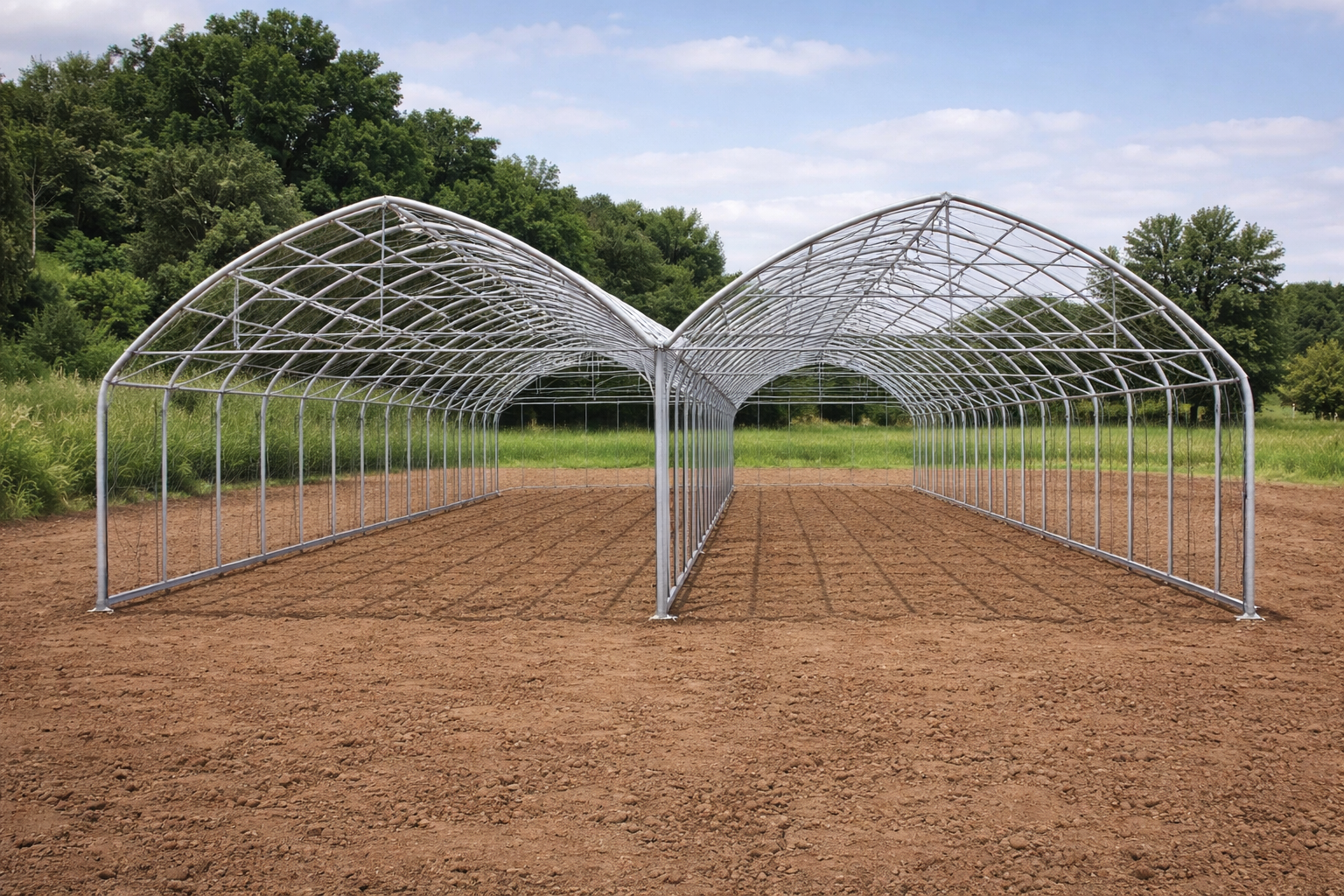 Armature de serre double-chapelle 500m²